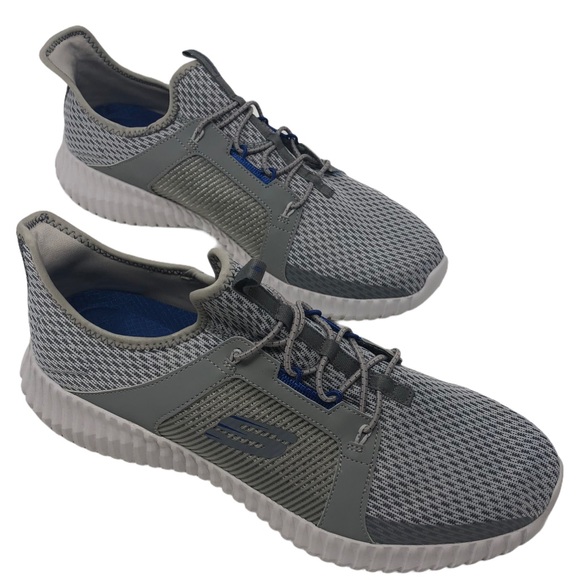 SKECHERS Gray/Blue Elite Flex Memory Foam Shoe - Picture 3 of 7